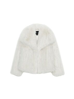 Zara Cream Faux Fur Shawl Collar Jacket